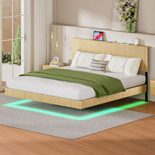 Load image into Gallery viewer, Floating Bedstead With Charging Station And LED Lights
