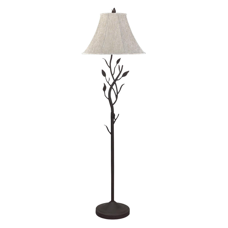 Traditional Shaped Floor Lamp With Brown Bell Shade - Gray