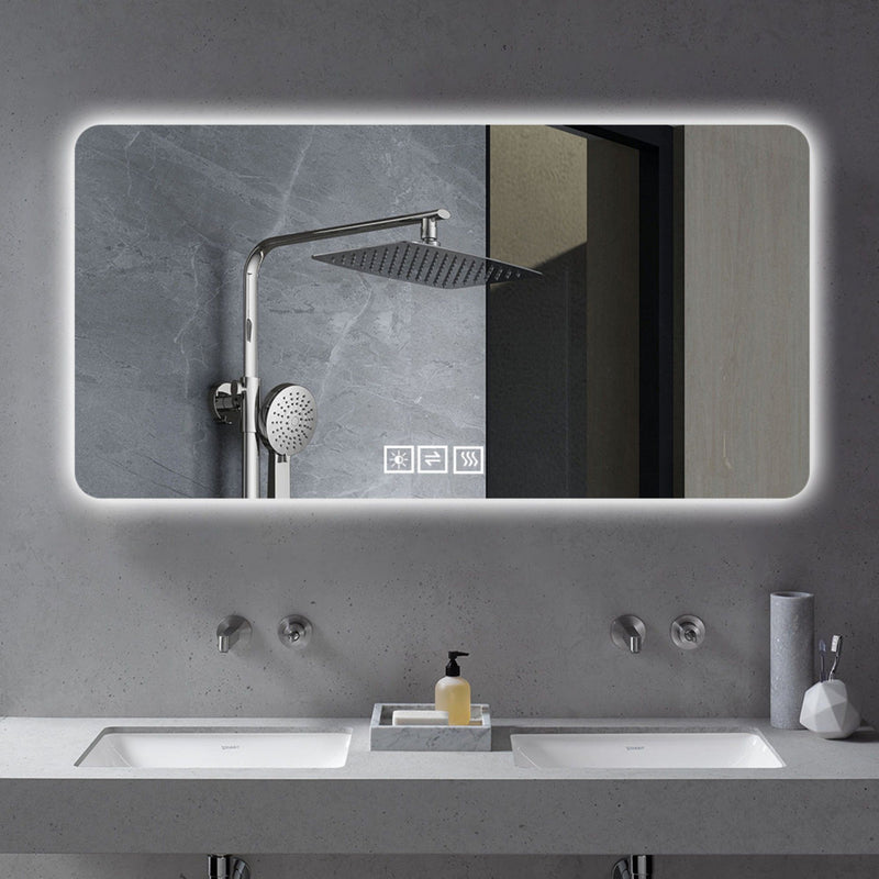 59" Round Lighted Frameless Bathroom Vanity Mirror - Silver