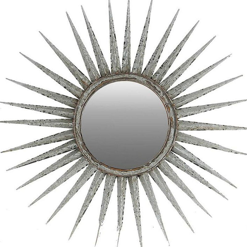 30" Sunburst Wall Mounted Accent Mirror - Antiqued Gray