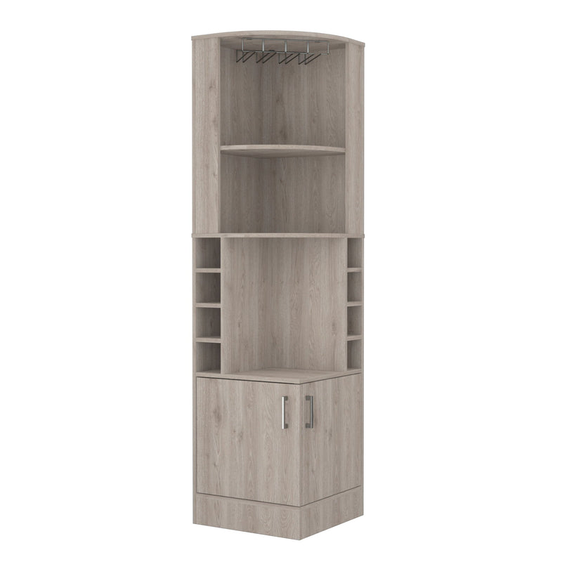 Wood Corner Bar Cabinet With Two Doors - Light Gray