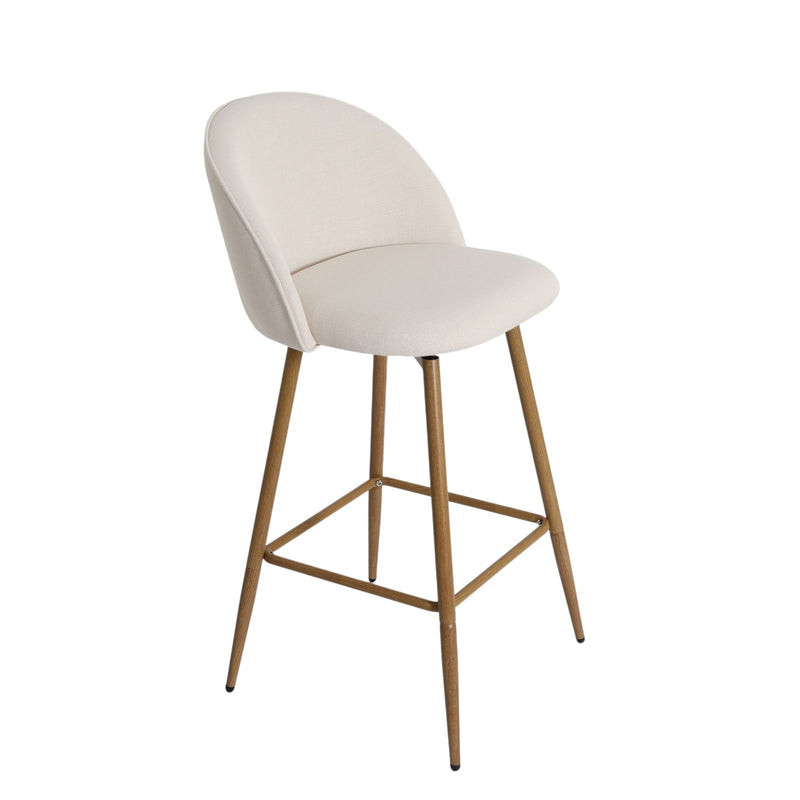 Fabric Metal Low Back Counter Height Swivel Bar Chair - Beige / Oak