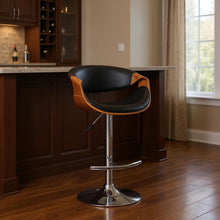Load image into Gallery viewer, Solid Wood Swivel Low Back Adjustable Height Bar Chair - Black / Silver
