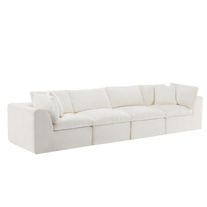 Chenille Modular Sofa Chaise With Toss Pillows (725204) - Beige