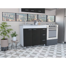 Load image into Gallery viewer, Wood Gloss Finish Door Accent Cabinet With Three Drawers - Black
