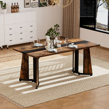 Load image into Gallery viewer, Rustic Rectangular Large Dining Table, Waterproof Desk For 8 People, &amp; Steel With Adjustable Legs - Black / Rustic Brown
