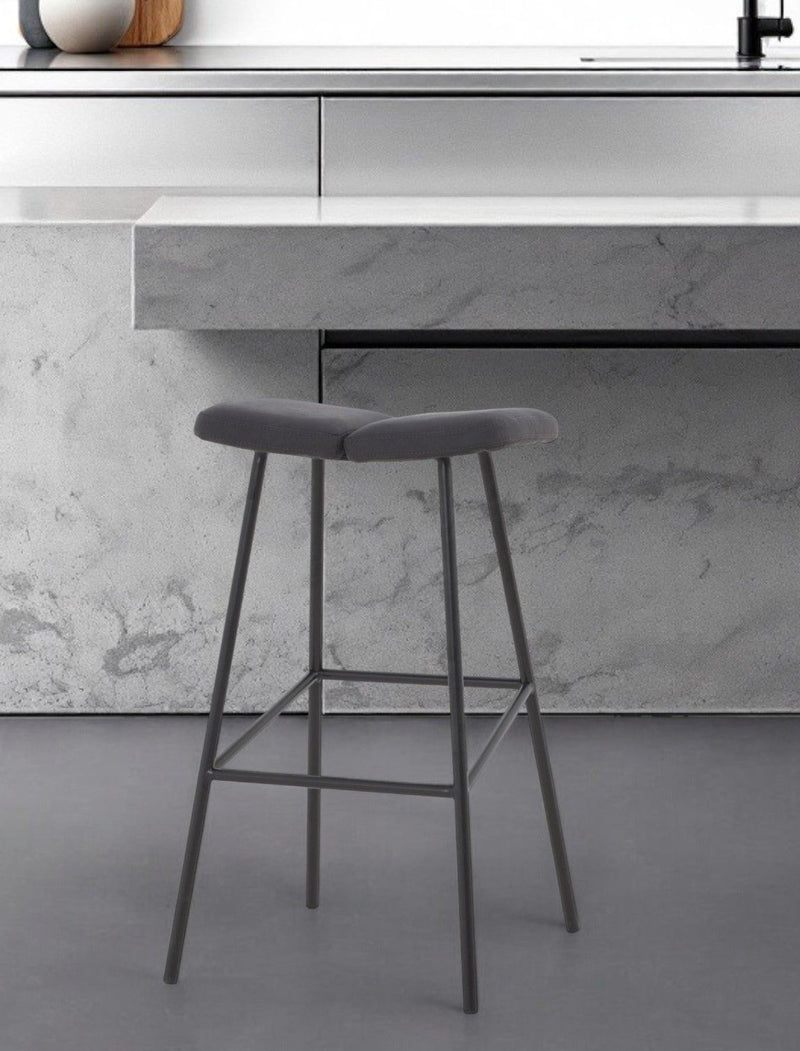 30" Steel Backless Bar Height Bar Chair - Gray And Black