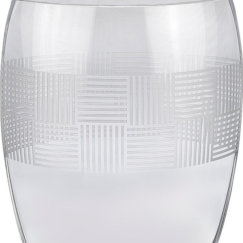 With Geometric Pattern Oval Table Vase - Clear