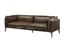 Load image into Gallery viewer, Top Grain Leather Loveseat - Chocolate / Silver

