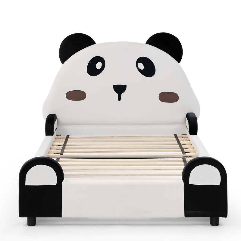 Twin Size Cute Panda Shaped Kids Bed - White / Black