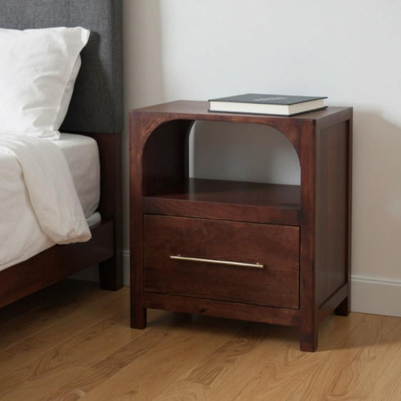 22" Wood Two Drawer Nightstand - Dark Brown