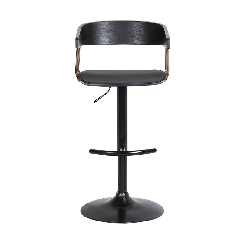 Faux Leather And Metal Swivel Adjustable Height Bar Chair (534464) - Black