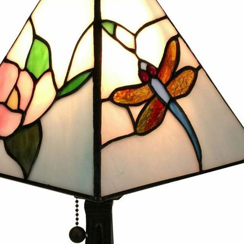 15" Metal Candlestick Table Lamp With White Empire Shade - Dark Brown