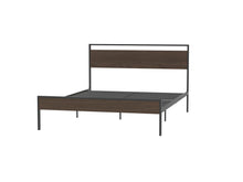 Load image into Gallery viewer, Ceres Metal Bed, Black with Walnut Wood Headboard&amp;Footboard, Queen
