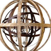 Load image into Gallery viewer, Unique Statement Five Light Wood Chandelier With Shades - Brown

