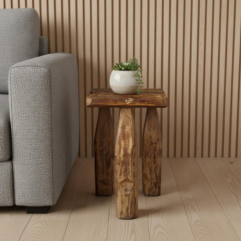 24" Solid Wood Square End Table - Brown