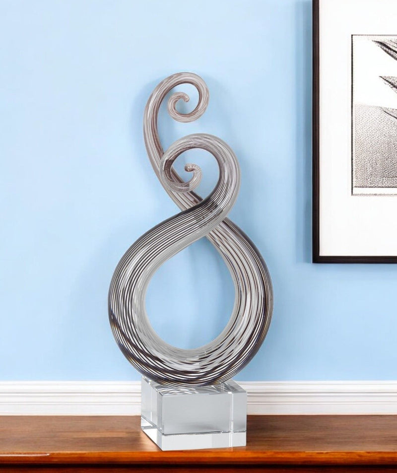 Murano Modern Abstract Tabletop Sculpture (376067) - Clear / Brown