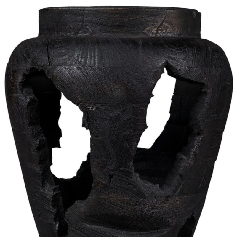 Modern Abstract Table Vase With Sculptural Details - Black