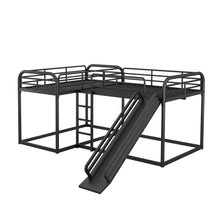 Load image into Gallery viewer, Full and Twin Size L-Shaped Bunk Bed with Slide and Short Ladder, Black
