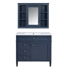 Load image into Gallery viewer, Bathroom Vanity With Mirror Cabinet, Single Sink With 2 Soft Closing Doors And 4 Drawers
