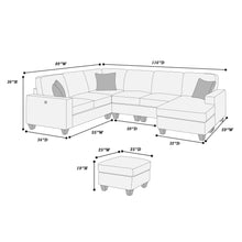 Load image into Gallery viewer, 5 Piece Sectional Set Left Arm Loveseat With USB Port Corner Wedge Ottoman Armless Chair Right Arm Loveseat With Chaise - Gray / Slate
