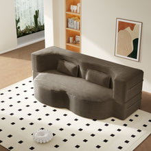 Load image into Gallery viewer, Modern Floor Sofa With 2 Pillows, Convertible Twin Size Folding Mattress For Living Room
