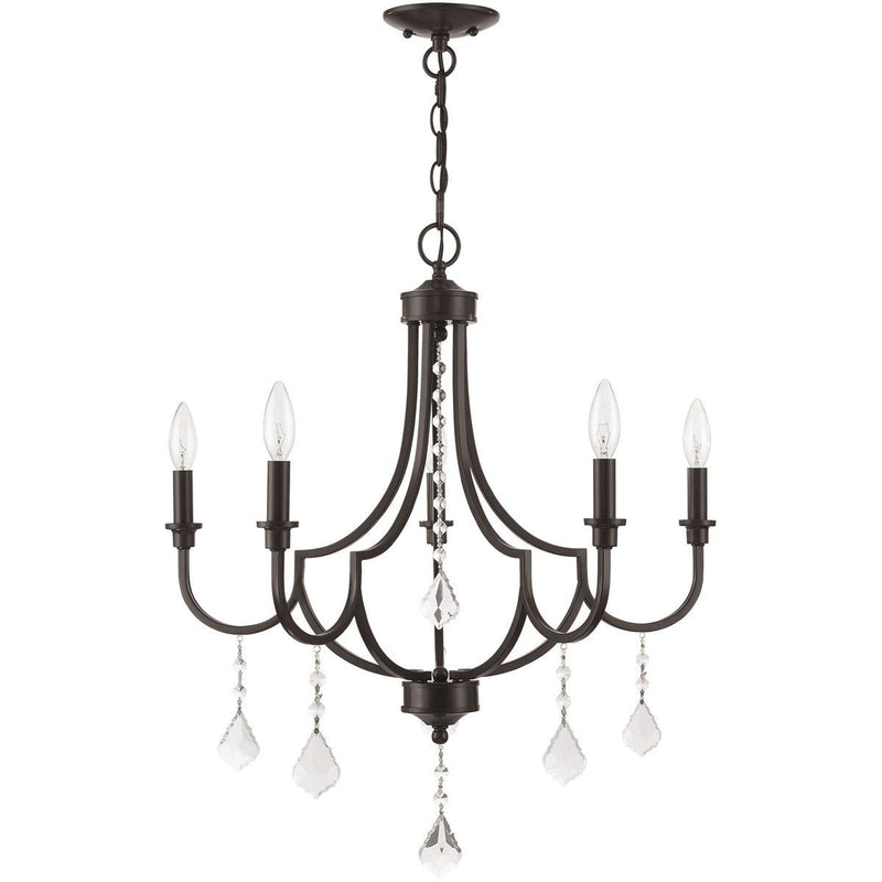 27" Five-Light Dimmable Chandelier With Shades - Bronze