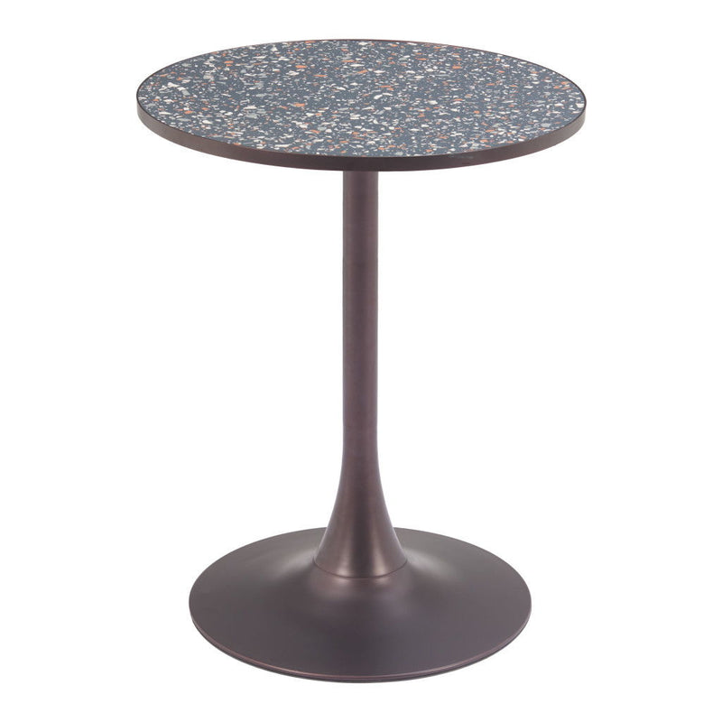 24" Wood And Steel Pedestal Base Round Top Dining Table - Black