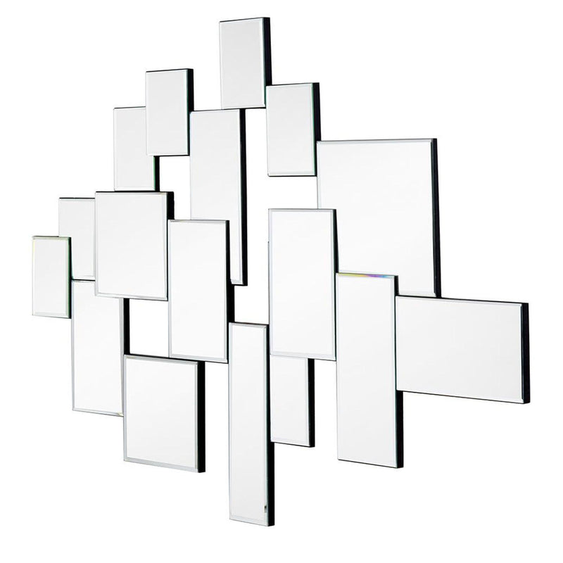30" Abstract Glass Contemporary Panels Unframed Accent Mirror - Clear