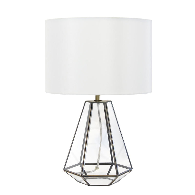 Geometric Table Lamp With Drum Shade - Clear