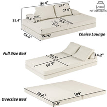 Load image into Gallery viewer, Multifunctional Convertible Sofa Bed With 2 Tumbler Backrests And 2 Pillows, Deep Seat Couch
