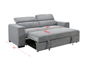 88 Inch Convertible Sofa Couch with Pull Out Bed, Modern Lounge Sleeper Sofa Set with Adjustable Headrest, Small Loveseat Furniture for Living Room,Dark Gray