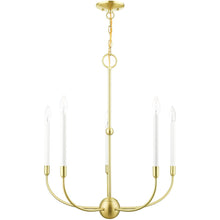 Load image into Gallery viewer, 28" Five Light Dimmable Chandelier With Shades - Brass
