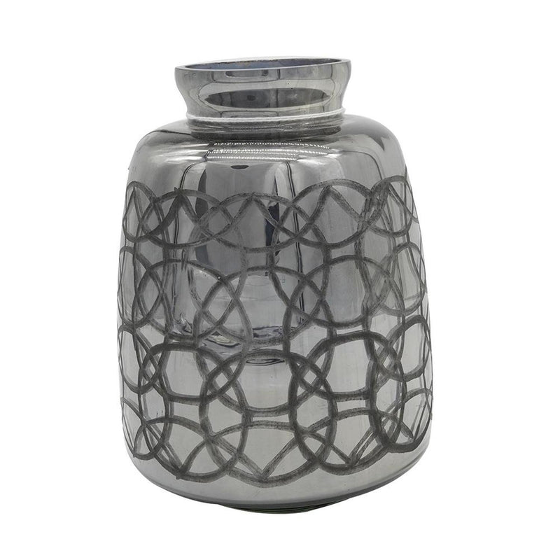 Geometric Etched Table Vase - Dark Gray