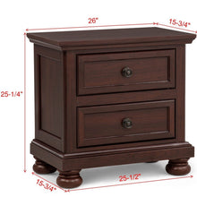 Load image into Gallery viewer, 1 Piece Nightstand, 2 Drawer Storage Bedroom Furniture - Brown / Cherry

