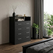 Load image into Gallery viewer, Wood Four Drawer Dresser - Black
