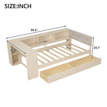 Load image into Gallery viewer, Upholstered Headboard Platform Bed With Storage Shelves, Drawers, Charging Station
