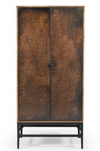 Load image into Gallery viewer, Distressed Solid Wood Frame Accent Cabinet With Two Doors - Copper / Black
