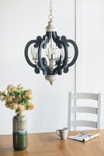 Load image into Gallery viewer, Wood Chandelier 6 Light Farmhouse Pendant Lighting Wood Hanging Light Fixture For Kitchen Living Dining Room, Bulb Not Included - Cream

