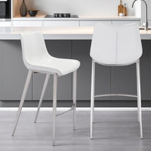Load image into Gallery viewer, Steel Low Back Bar Height Bar Chairs (Set of 2) - White And Silver
