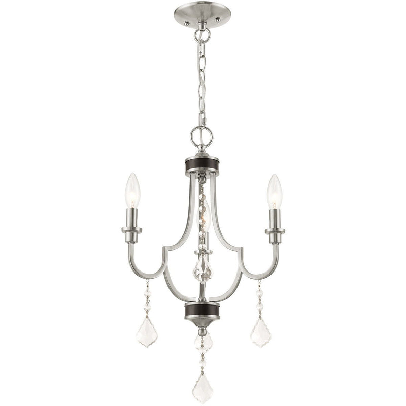 22'' Three Light Dimmable Chandelier With Shades - Nickel