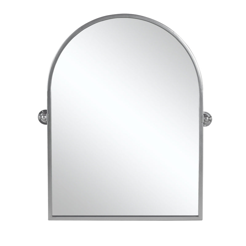 36" Metal Arch Framed Accent Mirror - Silver