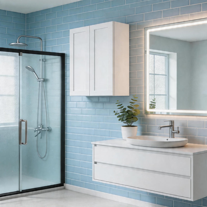 Shaker Wall Cabinet With Soft Close Hinges, Adjustable Shelves, Double Door