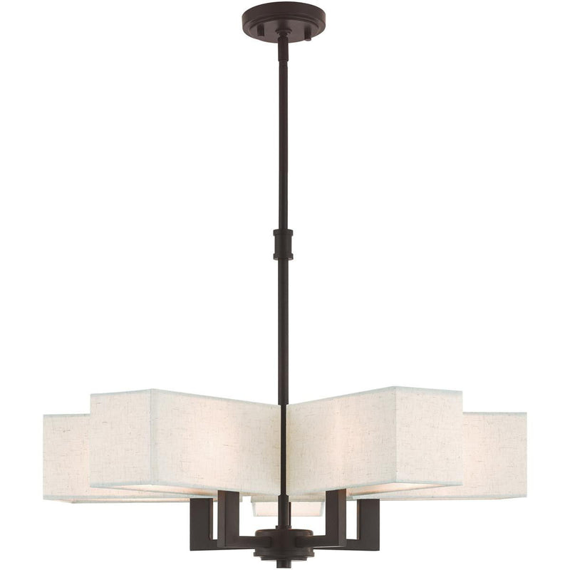 21'' Five-Light Dimmable Chandelier With Shades - Bronze