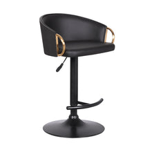 Load image into Gallery viewer, Faux Leather And Iron Swivel Low Back Adjustable Height Bar Chair - Black
