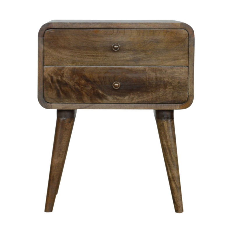 22" Solid Wood Distressed Two Drawer Nightstand - Natural