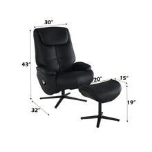 Load image into Gallery viewer, Labotina - Top Grain Leather Accent Chair With Swivel &amp; Ottoman - Black
