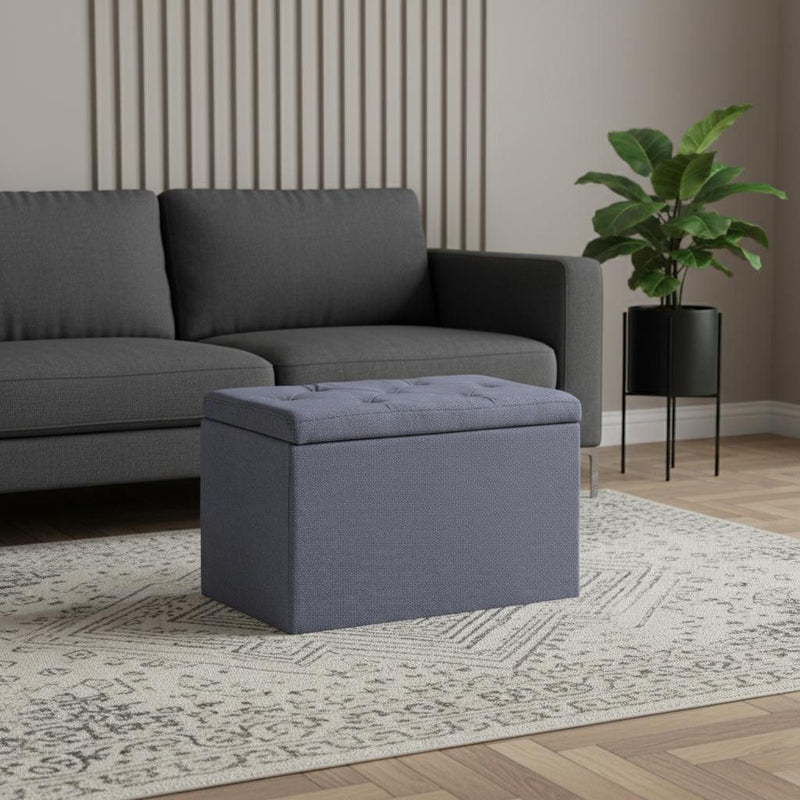 Tufted Storage Ottoman - Dark Gray