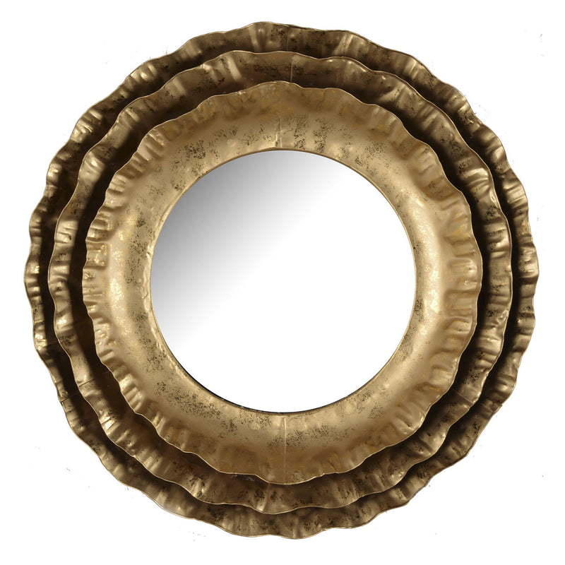 16" Round Iron Framed Accent Mirror - Gold