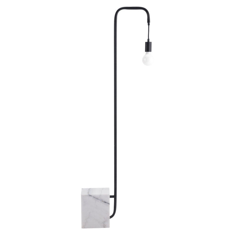 Industrial Marble Bulb Floor Lamp - Black And White